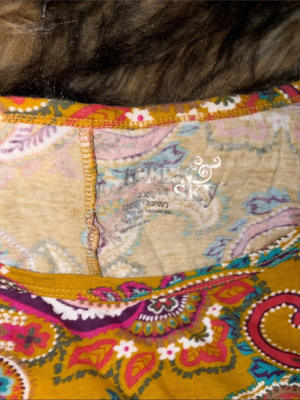 Terra & Sky Women's Colorful Paisley Short Sleeve Boho Casual Top Size 2X